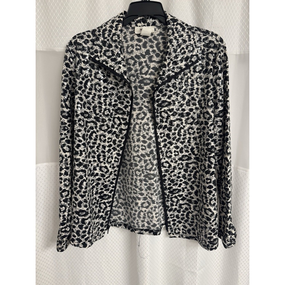 MaxiMa Vintage Women's Zip Up Jacket Blouse Blazer Large Black & White USA